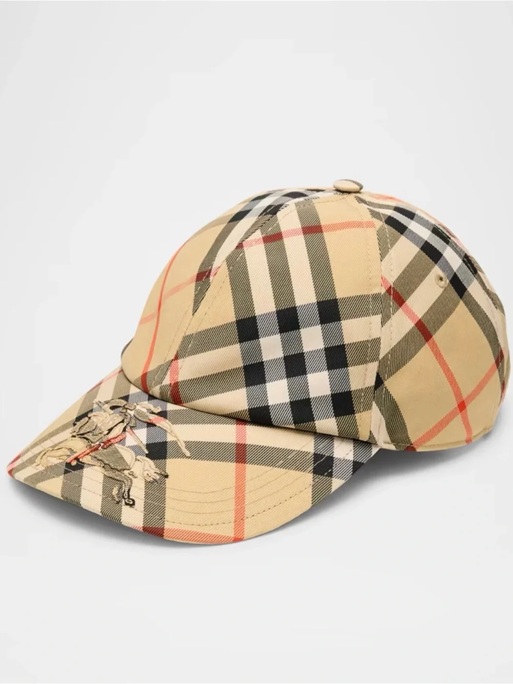 Burberry Beige Vintage Check Equestrian Logo Cap